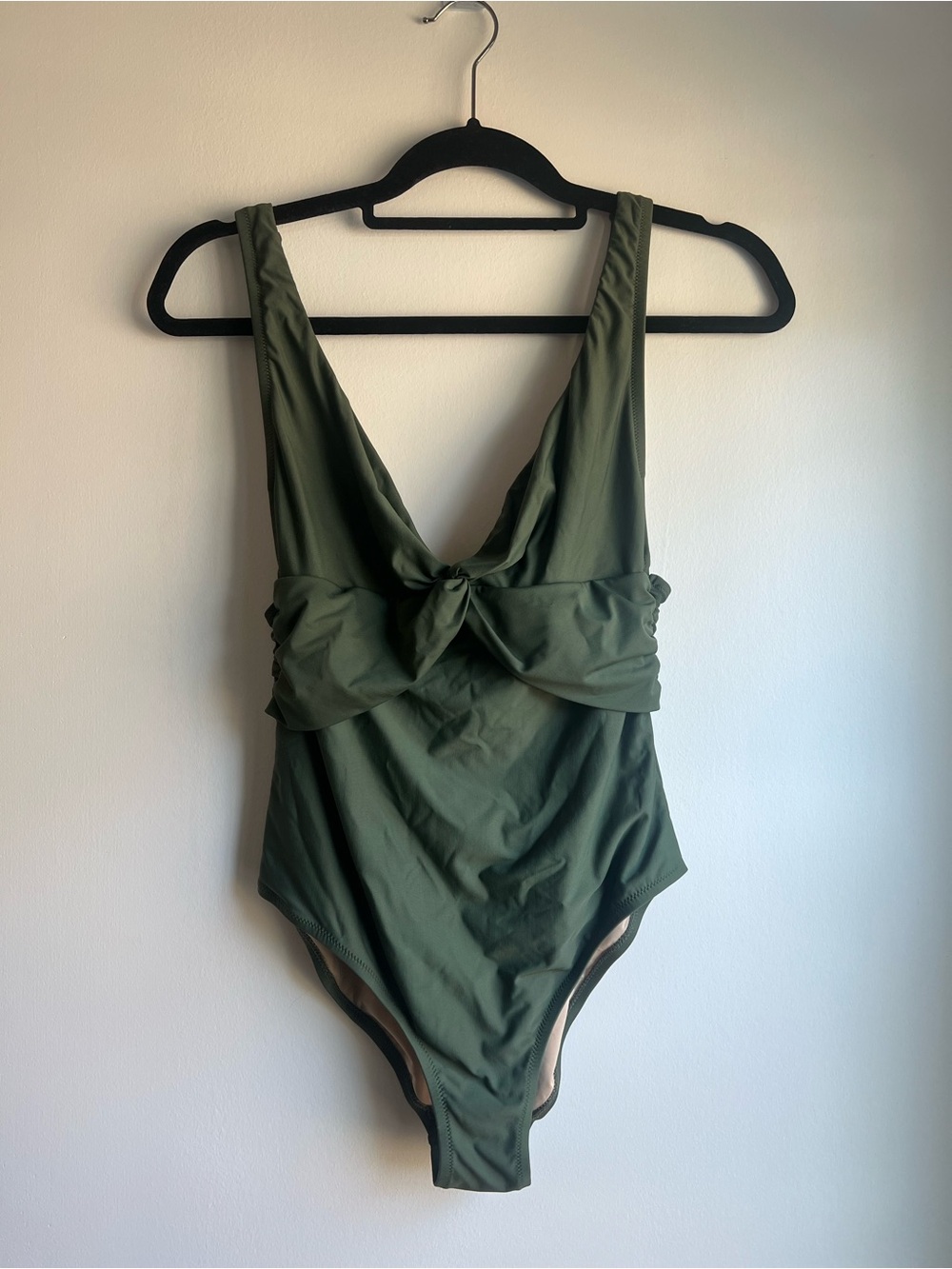 J. Crew Olive Green One-Piece Swimsuit with Front Tie